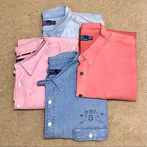 Lot of 4 Polo by Ralph Lauren Chambray Button Down Shirts